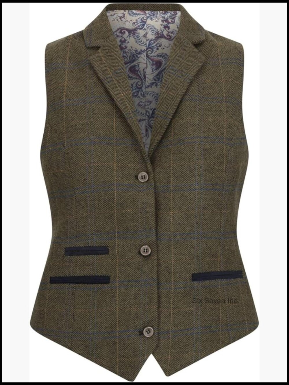 Premium Wool Blend Tweed Herringbone Checkered Blazer & Waistcoat Set